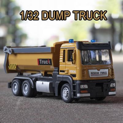 1/32 Kipper Modell Spielzeugauto Legierung Diecast Baufahrzeug Metallkarosserie Gummireifen Sound Licht Rückzug Spielzeug Geburtstagsgeschenk