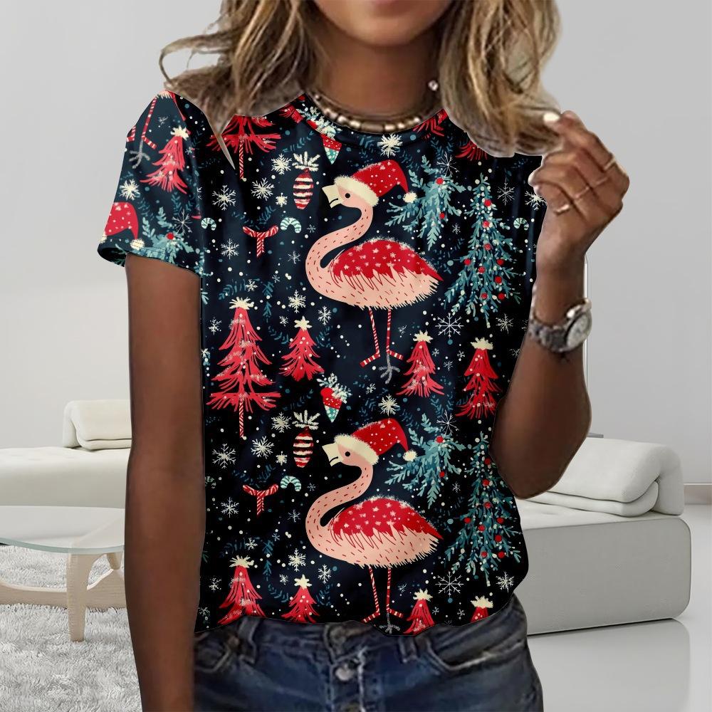 Floral Comfortable Stylish Simple Cartoon Short Sleeve T-Shirt Women's Digital Printing Slim Top