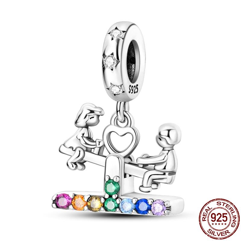 Copper Couple Lovers Sisters The Swing Pendant Charms Fit Original Bracelet Diy Bead Women Jewelry Gift