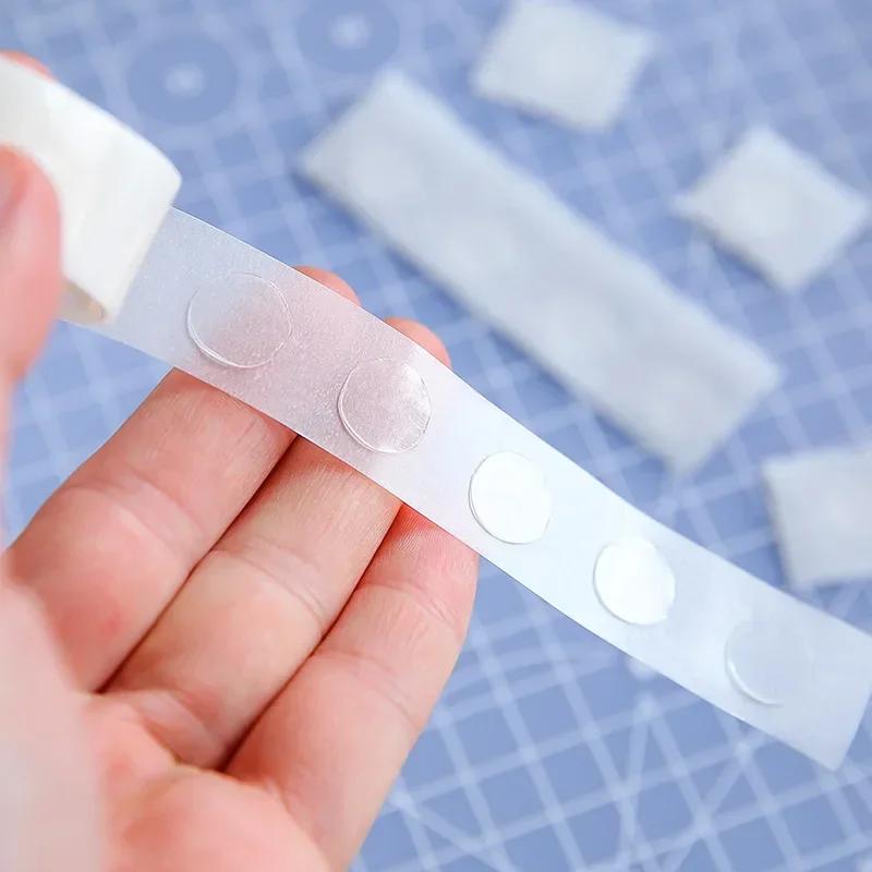 100pcs/Roll Transparent Dots Glue Removable Double Sided Adhesive Tape for Scrapbook, Journal, Photo, Memo & Household Use