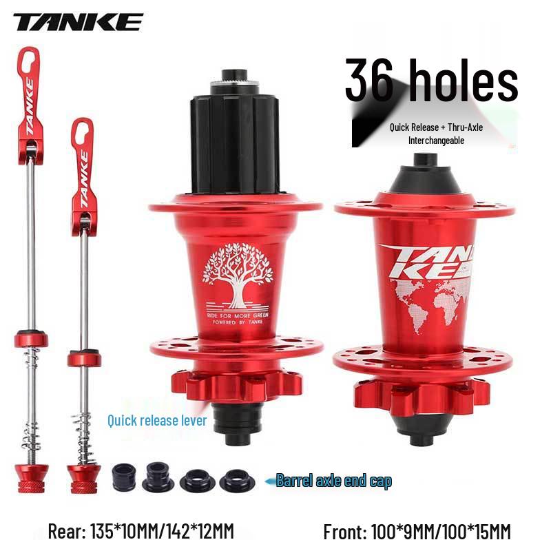 TANKE Mountain Bike 4-Bearing Hub: Quick Release Thru Axle, Iridescent Aluminum Alloy.