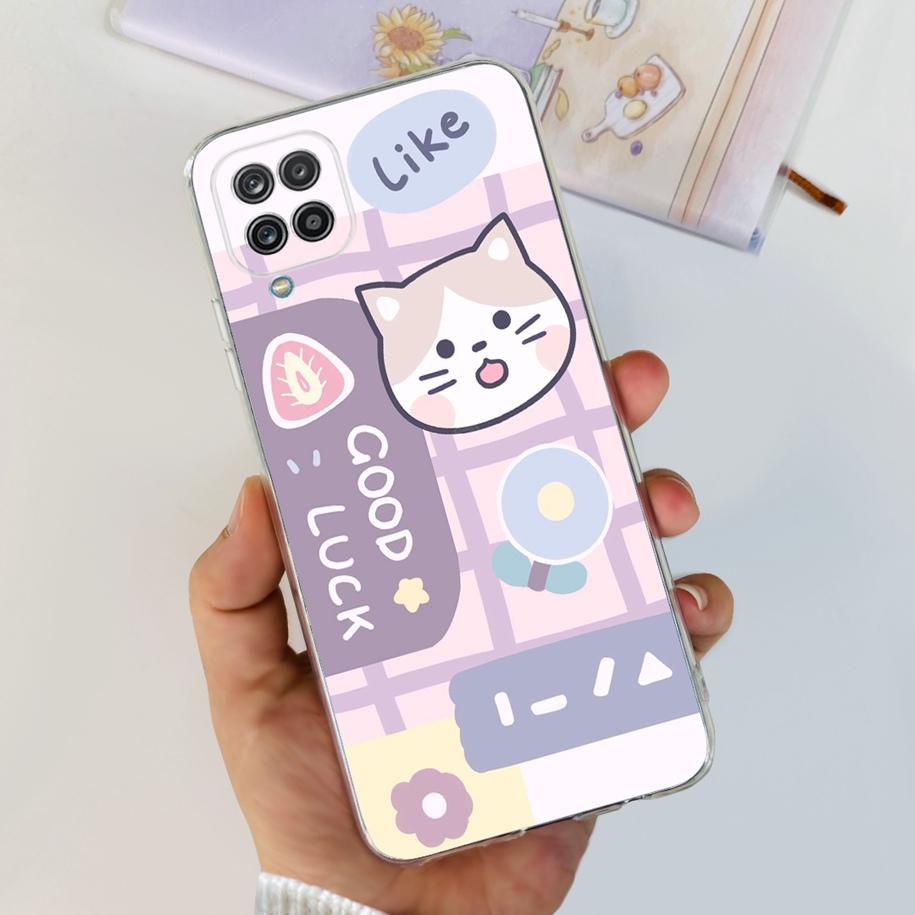 For Samsung Galaxy A12 Case Transparent Cover Fashion Flower Slim Soft TPU Phone Case For Samsung A12 SM-A125F M12 F12 A 12 Capa