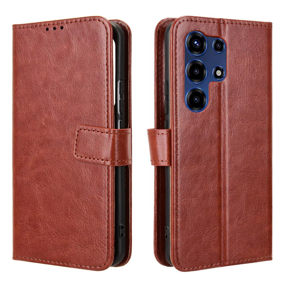For itel Super 26 Ultra PU Leather Case with Strap Crazy Horse Texture Phone Wallet Cover