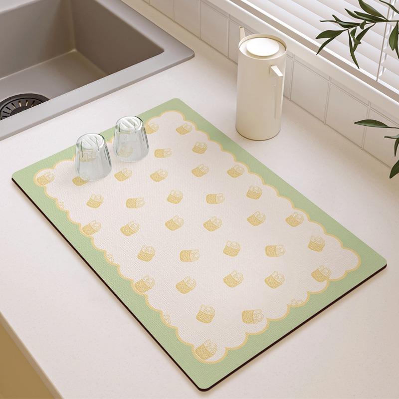 Small Fresh Kitchen Countertop Mat Dirt Resistant Heat-resistant Heat-insulating Pad Water Absorbing Quick Drying Anti Slip Pad