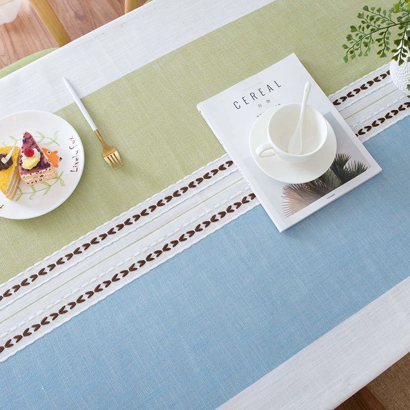 

Internet Celebrity Ins Tablecloth Fabric Cotton and Linen Small Fresh Rectangular Table Cloth Coffee Table Cloth Blue Tablecloth Eight-Immortal Table Teal-Stripes-Tablecloth 100*160cm