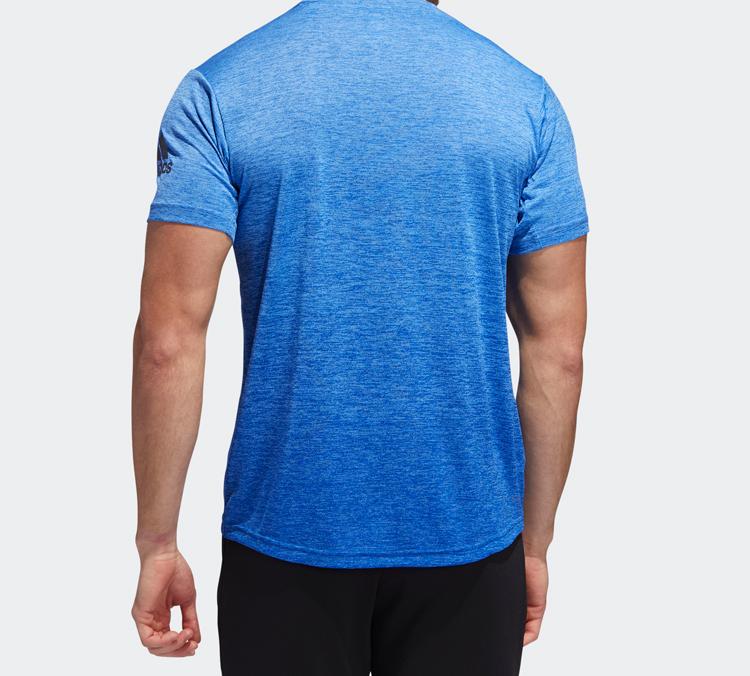 Adidas T Shirts Men's Natural Blue Crew Neck Moderate Straight Fit EC1088
