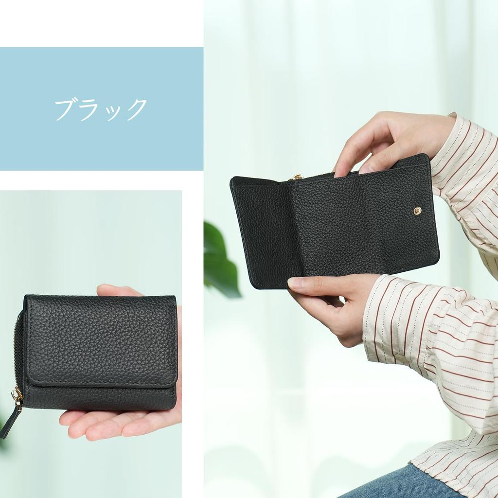 LaserPecker Tri-fold Wallet for Women, Compact Wallet for Men, Mini Wallet, Made of Genuine Silver-Tone Leather, Lightweight (110g), Palm-Sized,