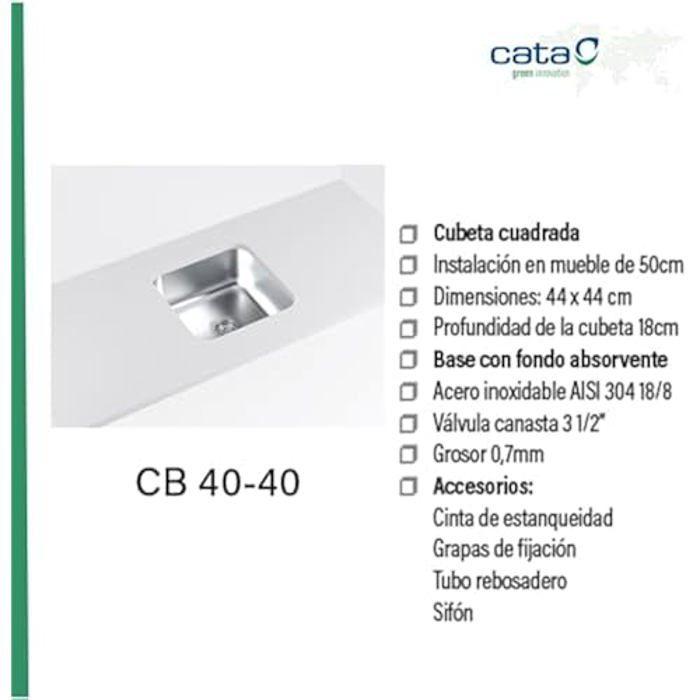 Spüle - CATA - CB 40-40 - 44x44 cm - Edelstahl - Eckiges Becken - Tiefe 18 cm