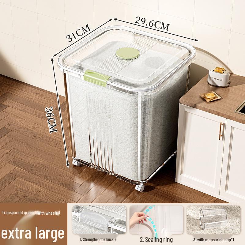 Rotatable Household Rice and Grain Storage Box: Insect & Moisture-Proof, Sealed, Compartmented Bucket