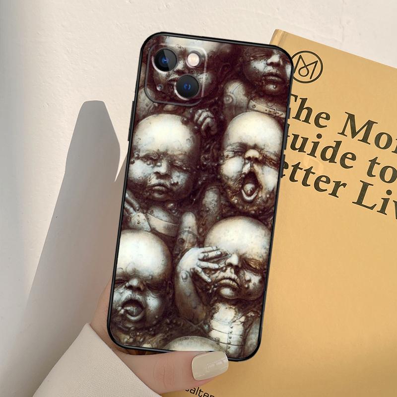 Hr Giger Li II Phone Case For iPhone 16 15 13 11 12 14 Pro Max 13 12 mini XR 16e 15 16 Plus Full Cover