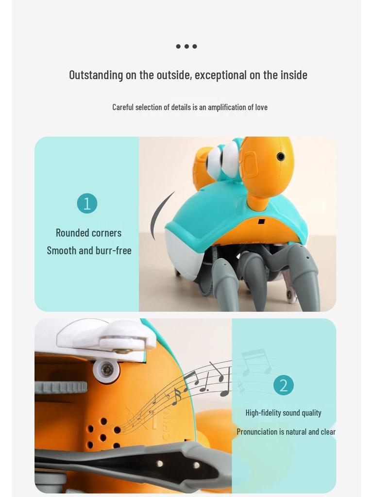 Runaway Crab with Charging, Music & Lights - Interactive Crawling Toy for Kids