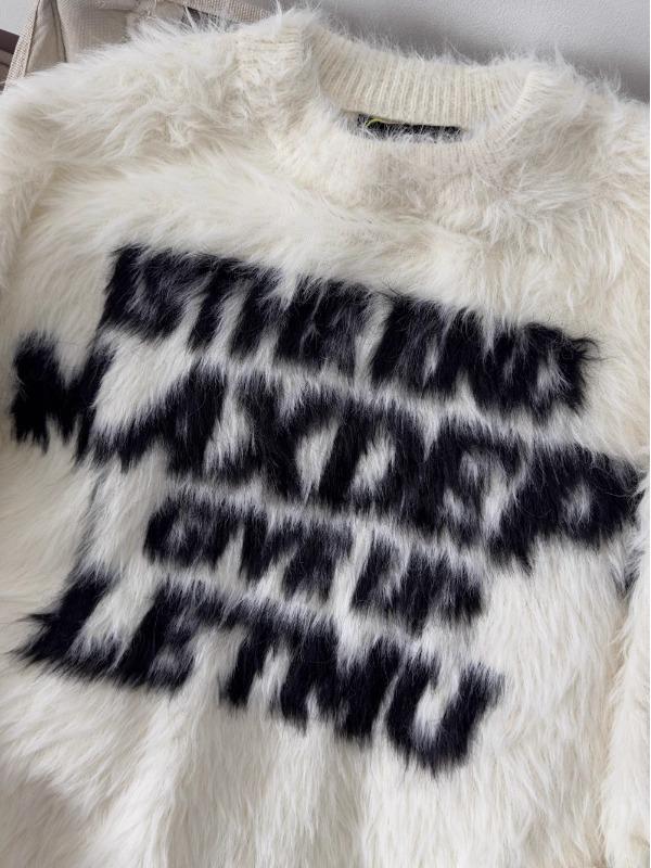 Unisex Retro Loose Knit Faux Mink Sweater - Lazy Style for Autumn/Winter