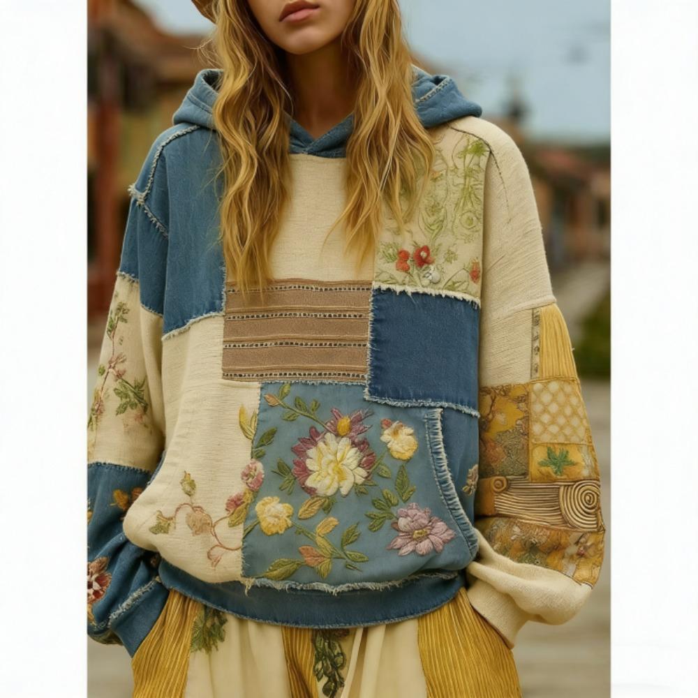 Frühling Herbst Bohème Stil Floral 3D Druck Hoodie Damen Lässig Europäisch Amerikanisch Hoodie Streetwear Sweatshirt Damen Kleidung Oberteil