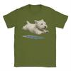Unisex T-Shirt Lustiger Laufender Hund Kunstdruck Niedlicher Westie Hund Spaß Baumwolle T-Shirt Kurzarm T-Shirts Rundhals Kleidung Einzigartig