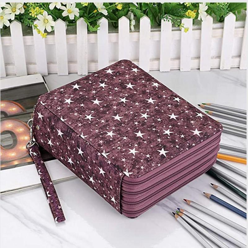 Large Capacity Art Pencil Case With 120/168 Slots PU Leather Handheld Bag Artists Students Sketching Drawing Supplies