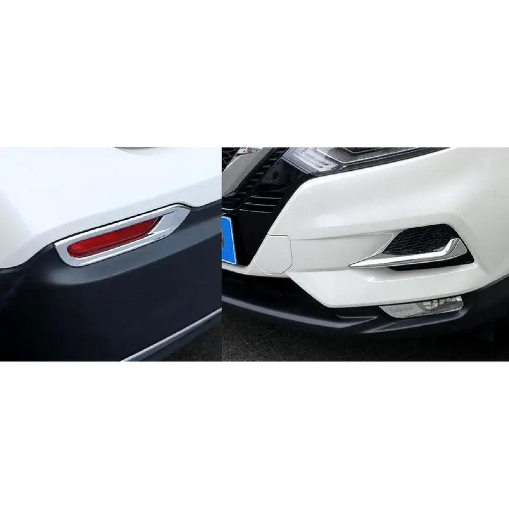 4Pcs Chrome Front Rear Fog Lamp Light Cover Trim Fit for Nissan Rogue Sport Qashqai