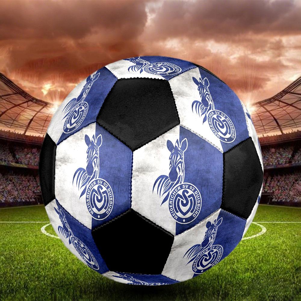 MSV Duisburg Size 5 Soccer Ball, Machine-Stitched PVC, Durable & High Bounce, All Ages Fit, fan merchandise, matches & outdoor use.