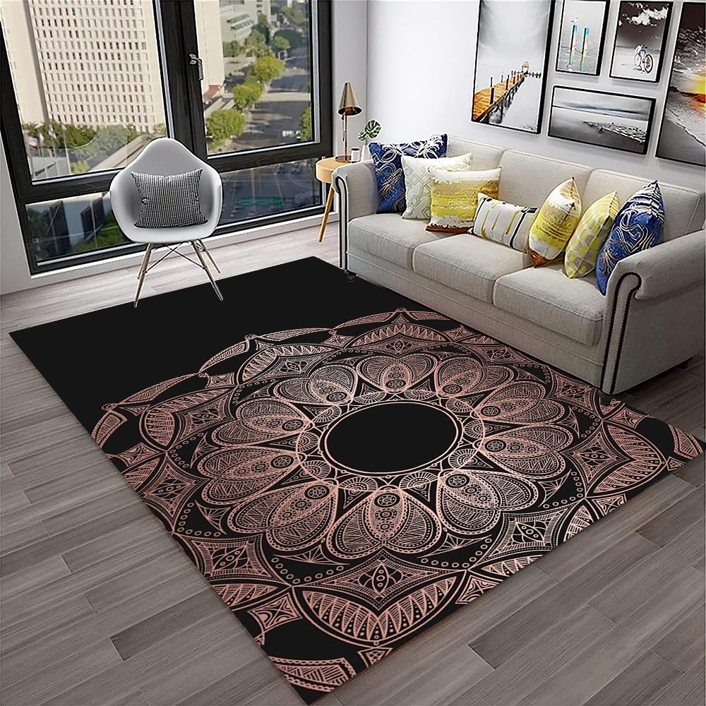 3D Mandala Bohemia Geometric Carpet Rug for Home Living Room Bedroom Sofa Kitchen Doormat Decor,Kid Area Rug Non-slip Floor Mat