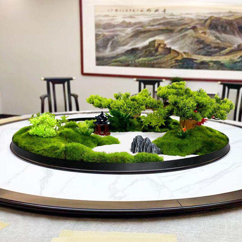 Best-Selling Moss Ornaments: Large Round Hotel Dining Table Centerpiece with Miniature Landscape Theme