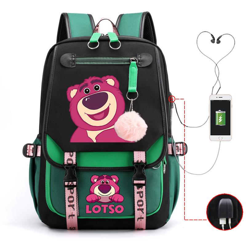 Mengmeng Xiaoqing Strawberry Bear Printing College Style Campus Primary School Student School Bag Lightweight And Large Capacity