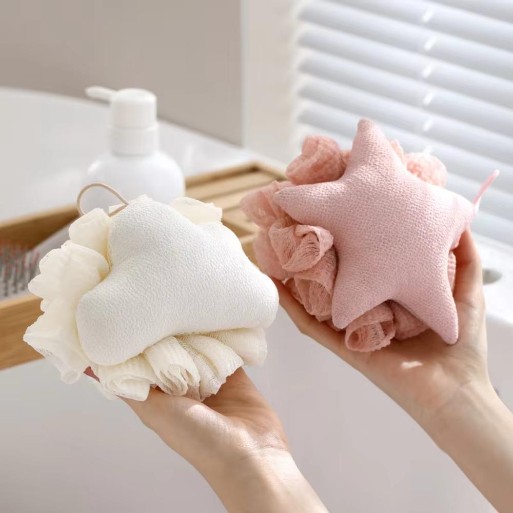 2Pcs Non-loose Back Massage Foam Net Super Soft Bath Flower Ball Cloud Scrub Towel  Student