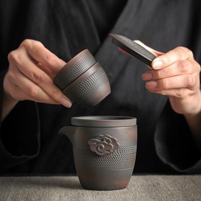 Purple Pottery Tea Set Outdoor Travel Tea Set Portable Kungfu Tea Set Teapot Small Package