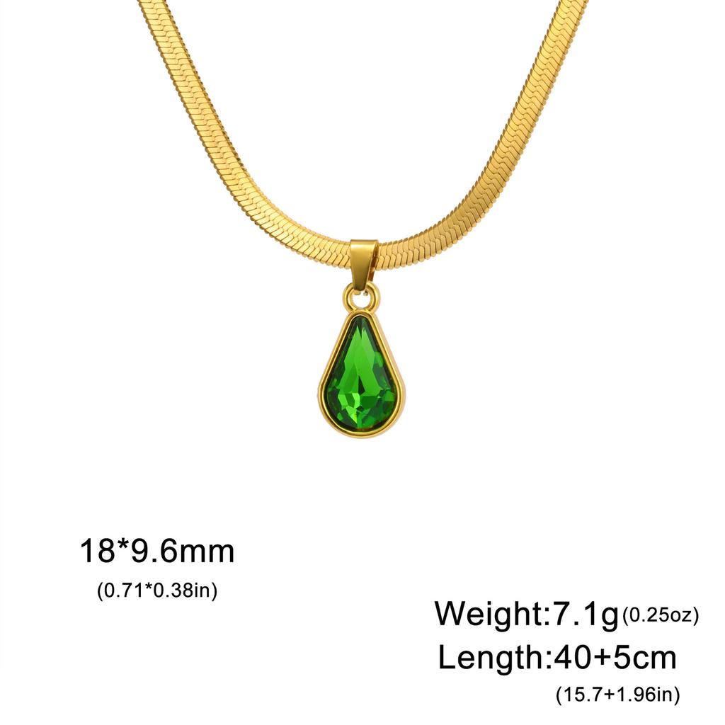 Colored Crystal Teardrop Pendant Women Necklace Snake Chain Fashion Choker Jewelry Gift