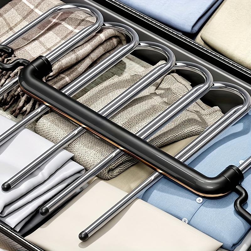 1pc Multi-layer Pants Hanger, Stainless Steel Rack, Save Space Storage and Organization for Wardrobe, Closet, Bedroom, Suitable for Pants,  Scarves