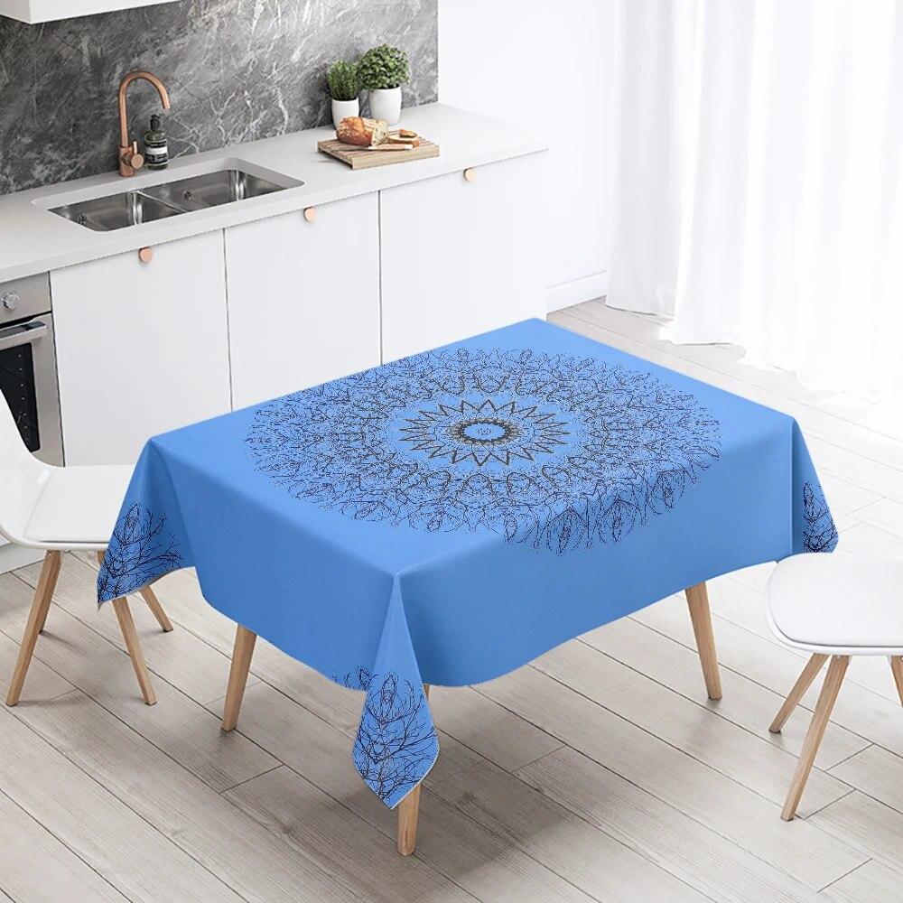 Waterproof Mandala Printed Tablecloth Wedding Party Restaurant Banquet Decoration Rectangle  Kitchen Table