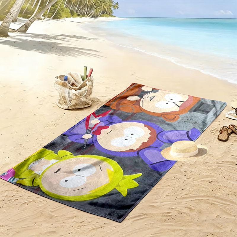 South Park Print Beach Towel, Large Soft Quick Dry Towel for Beach Camping Swimming