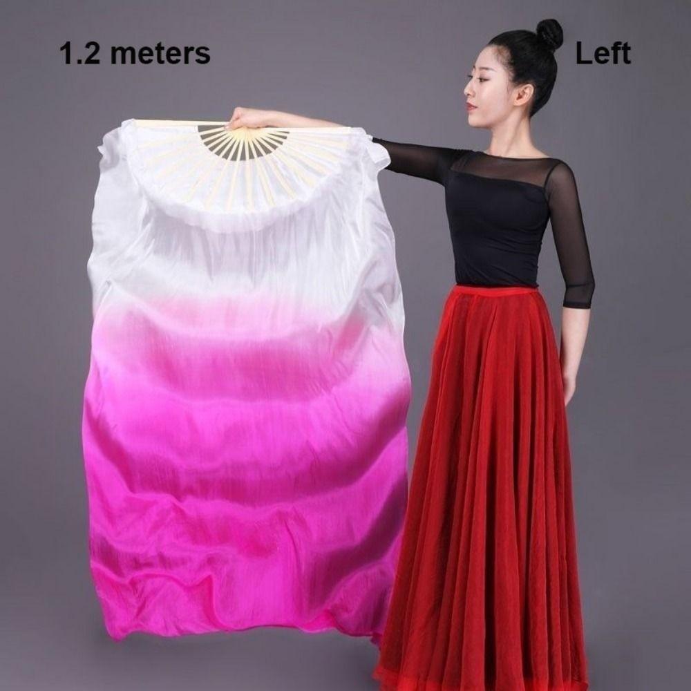 120/150/180cm Gradient Color Dancer Fan Right&Left Hands Practice Long Imitation Silk Fans