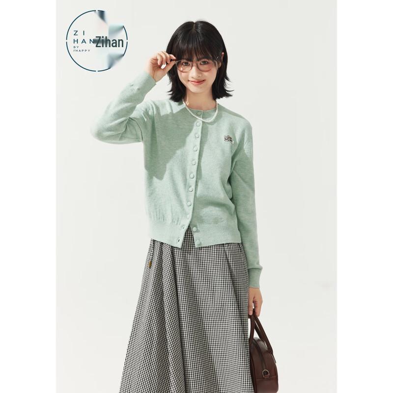 ZIHAN Women s Short Round Neck Knit Cardigan S