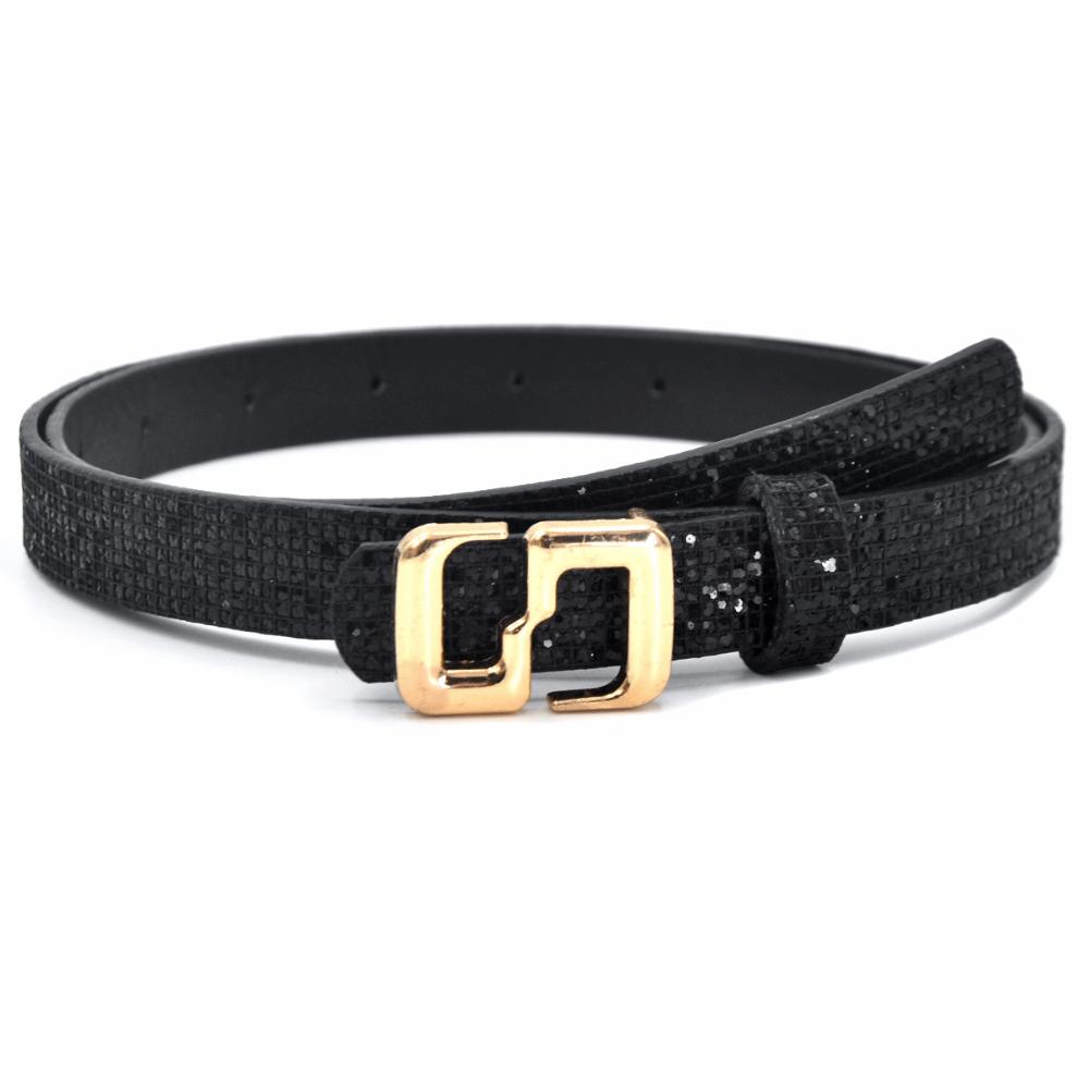 Bling Bling Sparkling Rhinestone Belt Versatile S-shaped Buckle Belt PU Leather Belt