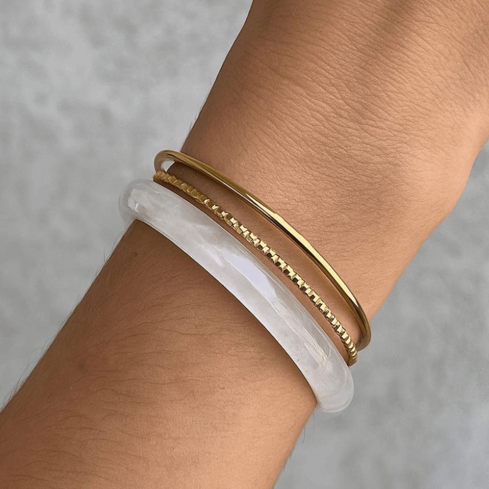 3Pcs/set Bohemian Acrylic Smudging Bangles Punk Retro Hand Ring Simple Round Bracelets  Women Men