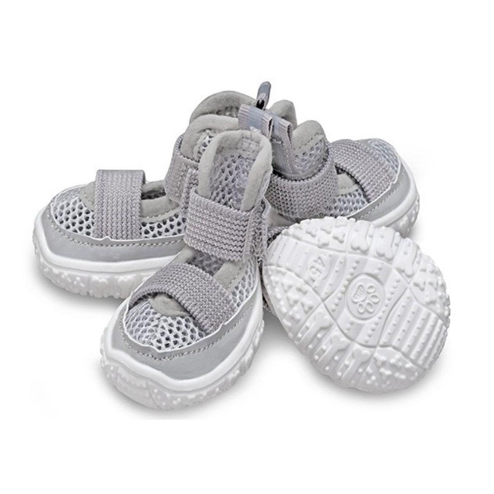 

4PCS/SET Comfortable Pet Sandals Breathable Dog Walking Shoes Dog Mesh Shoes Hot Pavement size 40 серый