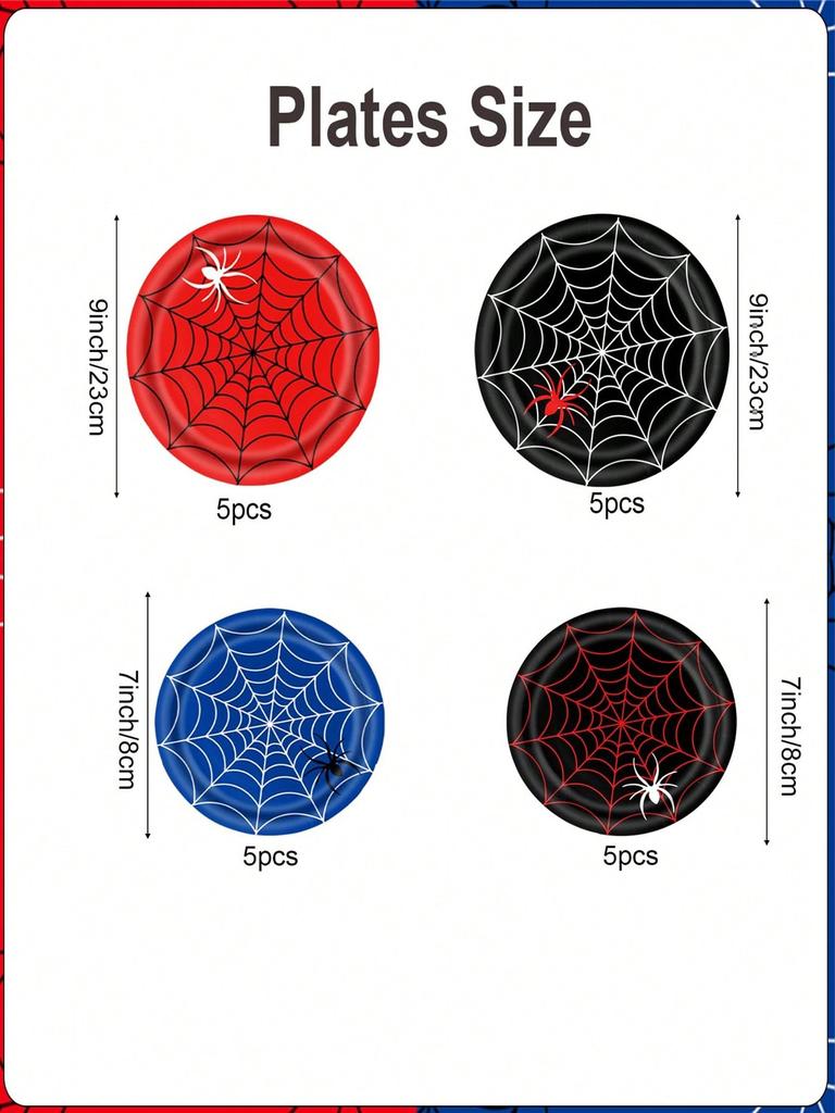 Birthday Party Disposable Tableware Set - Spider Web Theme Paper Plates Napkins Cups Tablecloth for Celebrations