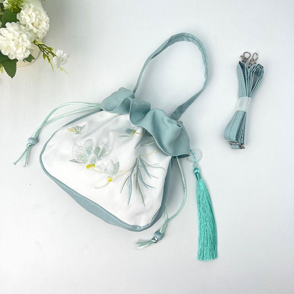 Handbag Flower Drawstring Bucket Bag Rabbit Small Messenger Bag Embroidery Crossbody Bag  Children