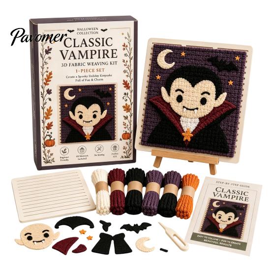 Fun Wool Weaving Materials Halloween Fabric Kit, Spooky Pumpkin Ghost Witch Skull DIY Parent Child Interactive Activity Craft Handmade No Sewing