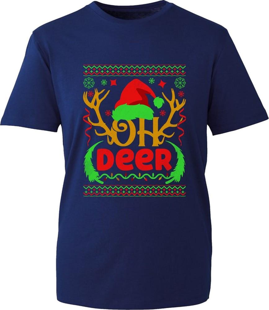Oh Deer Merry Christmas Tshirt Deer Antlers Santa Christmas Presents Gift Top S