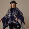 Knitted Wool Plaid Large Shawl With Summer Women'S Thermal Scarf Double-Sided Cape Fashion Cape Thickened