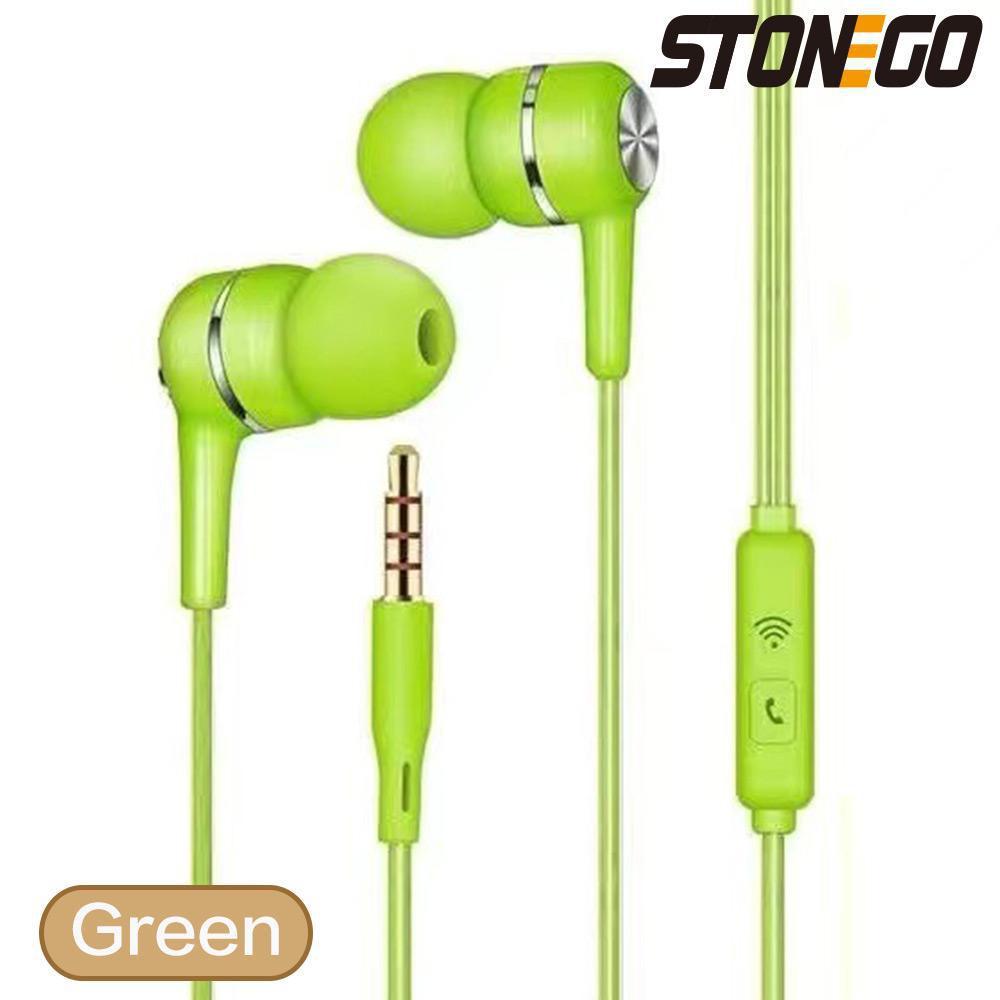 

Durability Stereo Earphone 3.5mm Wired Headset Sport Running Headphones with Mic for iPad, iPod, Mp3 Players, Android and iOS зелений