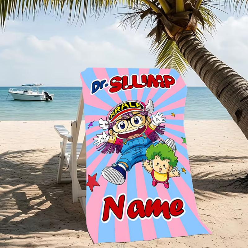 Customizable personalized beach towels Arale Norimaki themed designs.Suitable for the beach, yoga, sports;ideal as beach accessories