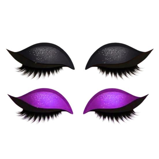 2 Pairs Lazy Eye Shadow Eyelash Patch 2-in-1 Eyeshadow Eyelashes Makeup Stickers Reusable Eye Makeup Stickers with False Lashes Shadow