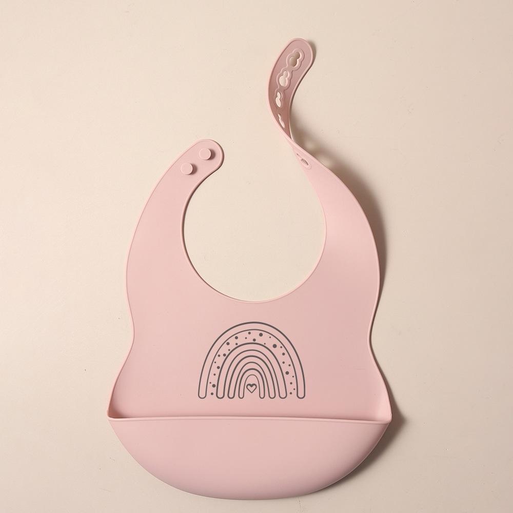 NEW Custom Cartoon deer rainbow Silicone Baby Bib with & pattern Food-Grade solid Feeding Bib DZ31