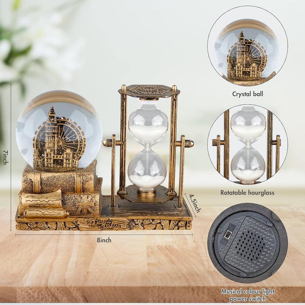 LED Muzyczna Kryształowa Kula Śnieżna, Klepsydra Piaskowa, Klepsydra, Wystrój Domu, Wystrój Stołu
