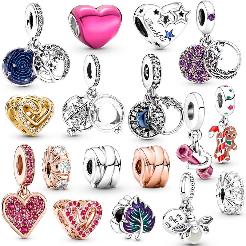 2pcs /Lot 45 Styles "Tree "Moon Star River Two In One Charms Beads Fit Original Diy Brand Bracelet Necklaces For Women Jewelry