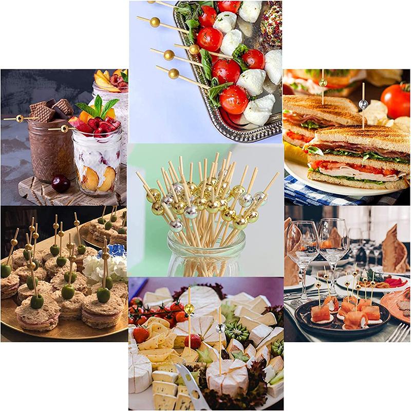 100 Stück Einweg Bambus Lebensmittel Obst Zahnstocher Salat Kuchen Dessert Gabel Stick für Hochzeit Geburtstagsfeier Deko Cocktail Zahnstocher