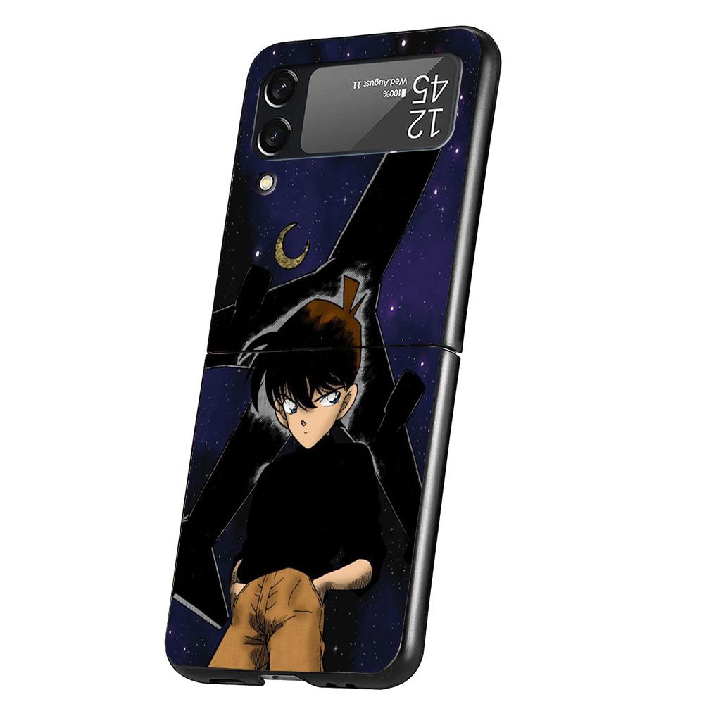 Anime Conan Cover Phone Case For Samsung Galaxy Z Flip 7 6 5 4 3 5G Flip7 Flip6 Flip5 Flip4 Flip3 Black Fundas Shell Galaxy Z Fl