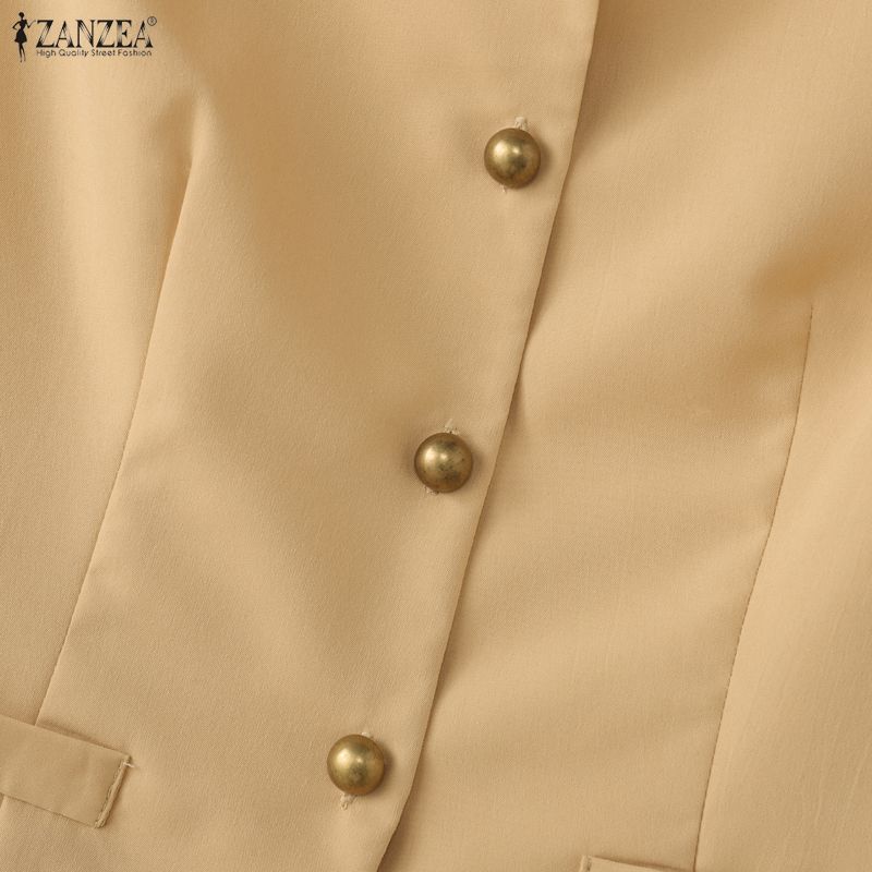ZANZEA Canottiere Casual da Donna con Scollo a U, Colore Unico, Vestibilità Larga, Senza Maniche