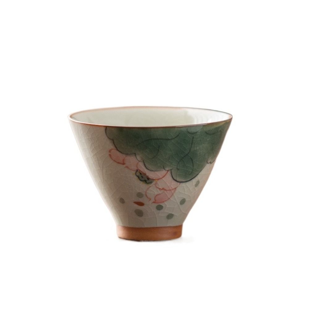 Lotus Graphic Ge Kiln Ceramic Tea Cup Hand-painted Tea Tasting Cups Kung Fu Tea Cup  Tea Making